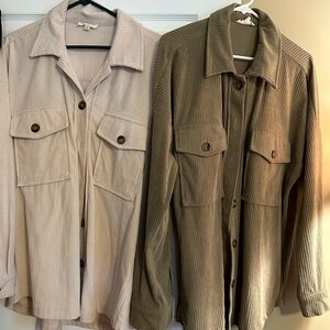 Eesome Corduroy Shirt in Beige & Green